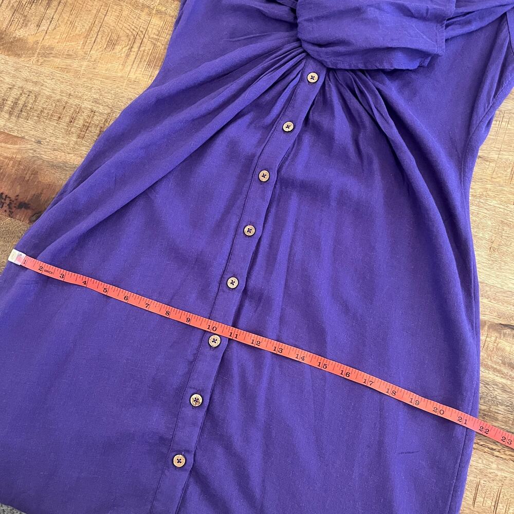 NWT Free People Vintage Summer Midi Dress Sz L Fits M Linen Blend Button Purple - Picture 16 of 16